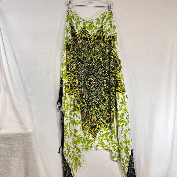 BOBATIK Green Mandala Hippie Fringe‎ Scarf Shawl Art Tapestry Wall Bohemian Boho - Picture 2 of 8